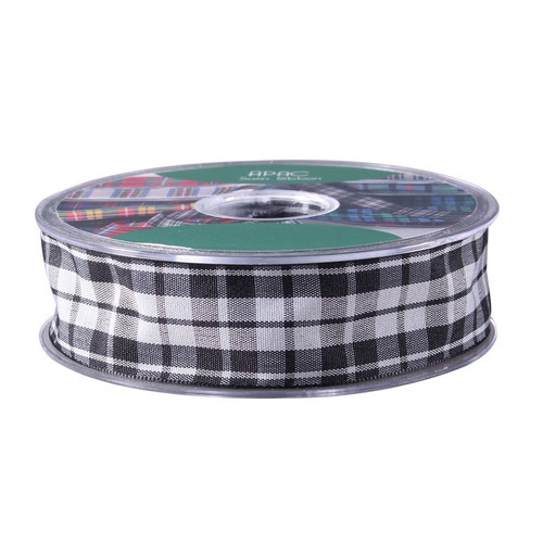 25mm Higland Grey Satin Tartan Ribbon - Discontinued