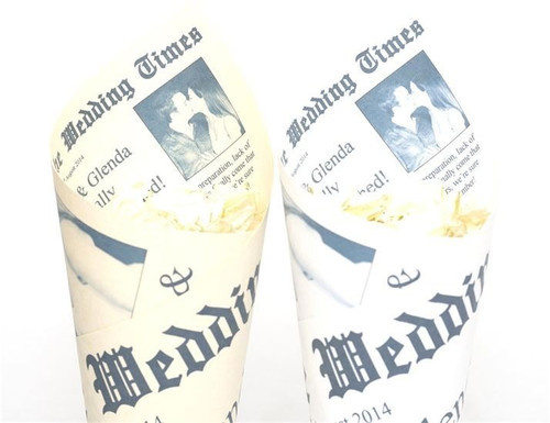 Personalised Newspaper Confetti Cones (x10) Personalised Newspaper Confetti Cones (x10)