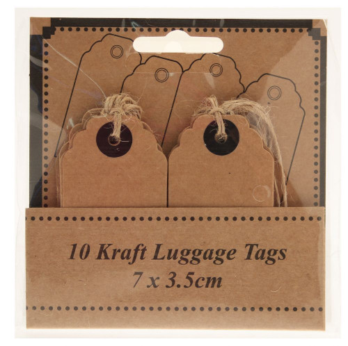 Kraft Luggage Tags x10 (7cm x 3.5cm)
