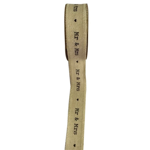 Mr & Mrs Natural Ribbon (25mm) Mr & Mrs Natural Ribbon (25mm)