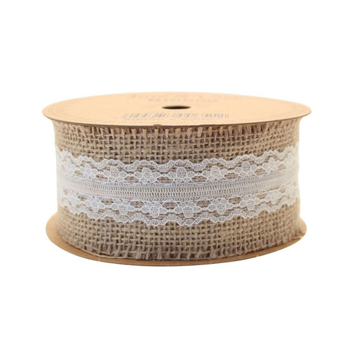 Jute With Cream Lace Ribbon (L5 yards x W50mm) - Discontinued