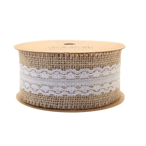 Jute With White Lace Ribbon (5 yards x 50mm) - Discontinued