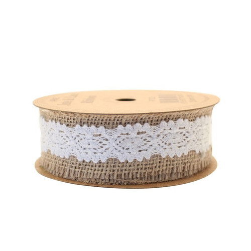 Jute With White Lace Ribbon (L5 yards x W35mm) - Discontinued