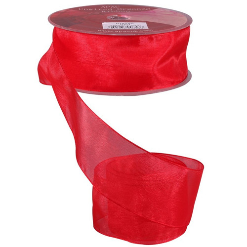 Red Woven Edge Organza 38mm Red Woven Edge Organza 38mm