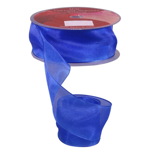 Royal Blue Woven Edge Organza 38mm  Royal Blue Woven Edge Organza 38mm