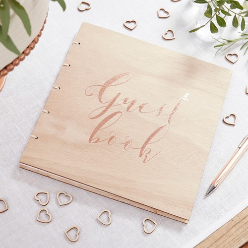 Rose Gold Wooden Guest Book Rose Gold Wooden Guest Book