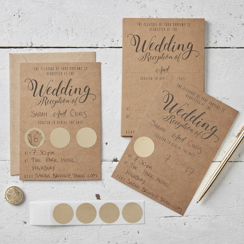 Kraft Scratch The Date Wedding Evening Invitations - Scratch & Reveal Kraft Scratch The Date Wedding Evening Invitations - Scratch & Reveal