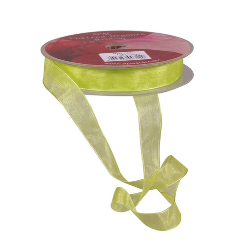 Lime Woven Edge Organza 15mm 