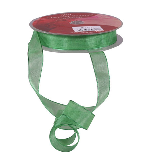 Emerald Woven Edge Organza 15mm 