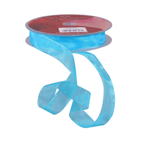 Turquoise Woven Edge Organza 15mm Turquoise Woven Edge Organza 15mm