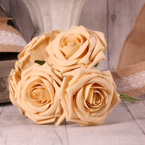 Bunch of 5 Cream Foam Open Tea Rose Bunch of 5 Cream Foam Open Tea Rose