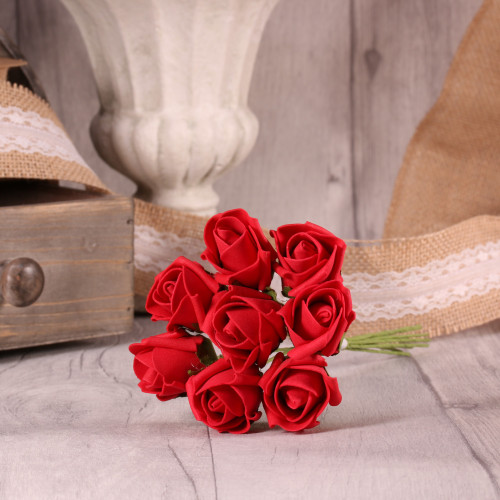 Bunch of 8 Red Foam Tea Rose Bud  Bunch of 8 Red Foam Tea Rose Bud