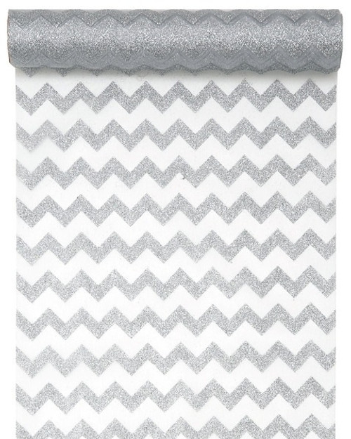 Silver Chevron Table Runner