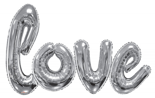 Giant Love Script Silver Balloon Giant Love Script Silver Balloon