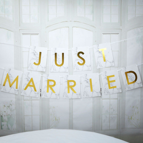 Large Just Married Marble Bunting Large Just Married Marble Bunting