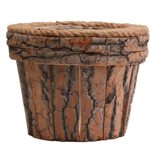 Round Bark Planter with Rope Trim - Discontinued