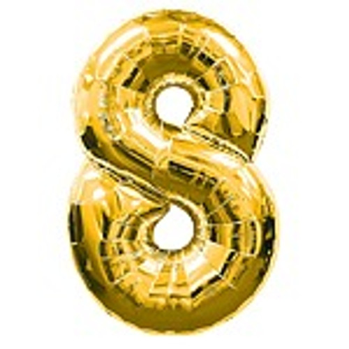 Big Number Balloon - 8 - Gold - 38 inch