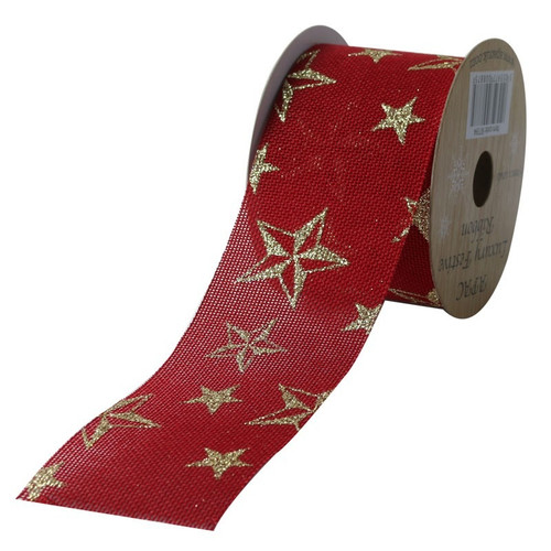 Red Gold Stars Ribbon 2.5inch - Discontinued