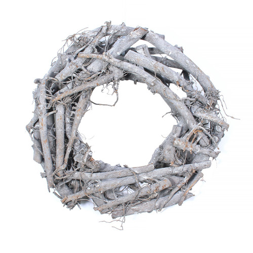 36cm Grey Washed  Twig Wreath