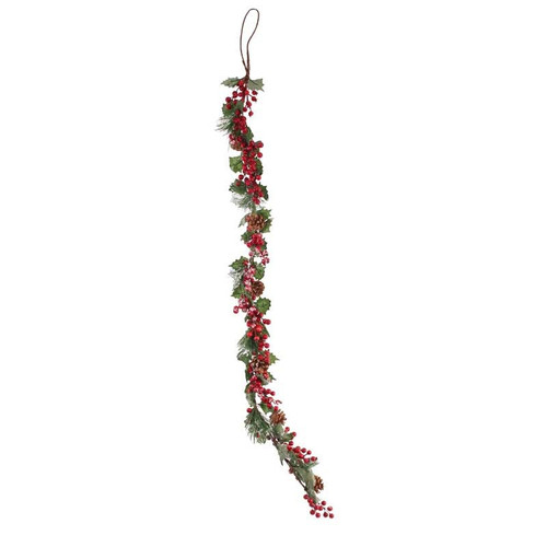 Berry/Holly/Cone Garland - Red  (5ft)