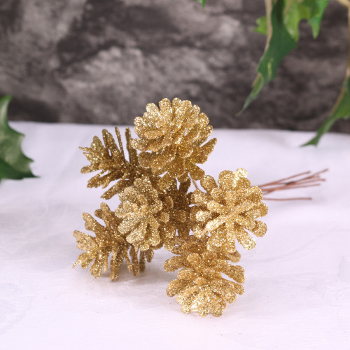 Gold Glitter Cone Bunch of 6 (3cm) - Discontinued