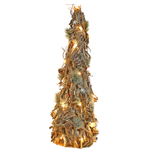 100cm Wooden Frosted Decorative Christmas Twig Tree with Lights 100cm Wooden Frosted Decorative Christmas Twig Tree with Lights