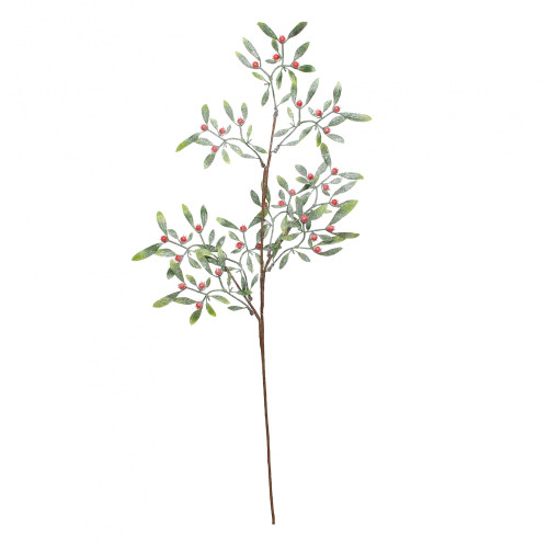 Frosted Red Berry Mistletoe Stem 