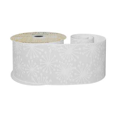 White with White Glitter Snowflakes Ribbon (63mm x 10yds)