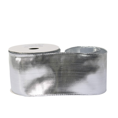 Metallic Ribbon 63mm x 10 yards wire edge silver Metallic Ribbon 63mm x 10 yards wire edge silver