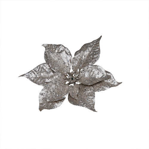 Champagne Glitter Poinsettia Pick Champagne Glitter Poinsettia Pick