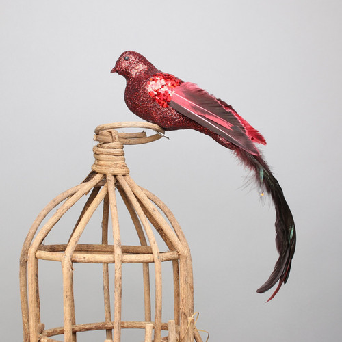 Red Paradise Bird with clip Red Paradise Bird with clip