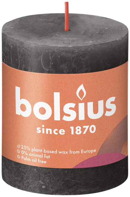 Bolsius Rustic Shine Stormy Grey Pillar Candle (80mm x 68mm) Bolsius Rustic Shine Stormy Grey Pillar Candle (80mm x 68mm)
