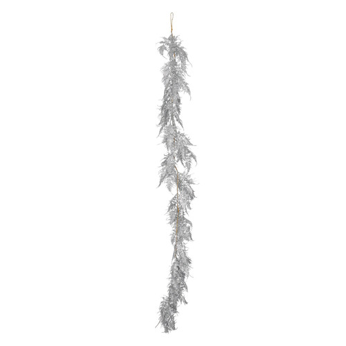 Glitter Asparagus Fern Leaf Garland Silver 180cm Glitter Asparagus Fern Leaf Garland Silver 180cm