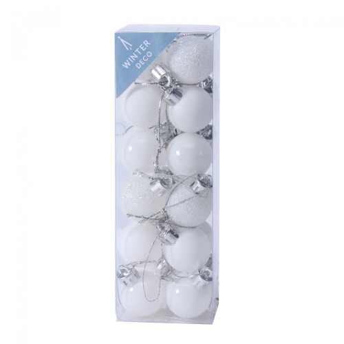 3cm White Shatterproof Baubles (x24) 3cm White Shatterproof Baubles (x24)
