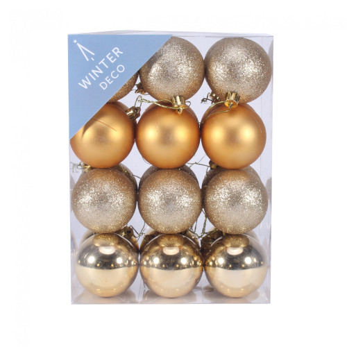 6cm Gold Shatterproof Baubles (x24) 6cm Gold Shatterproof Baubles (x24)