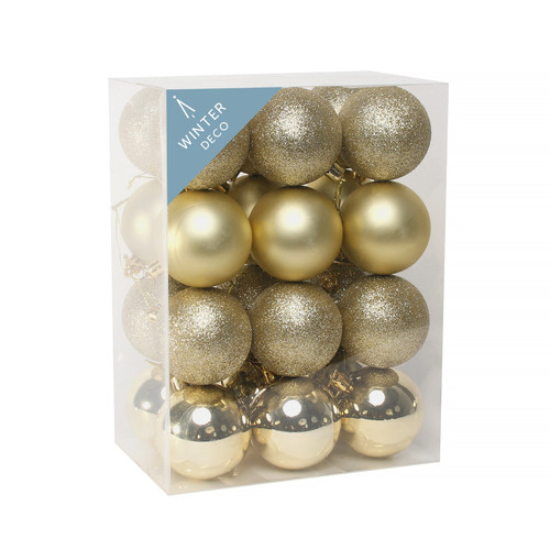 6cm Champagne Shatterproof Baubles (x24) 6cm Champagne Shatterproof Baubles (x24)