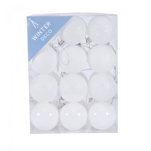 6cm White Shatterproof Baubles (x24) 6cm White Shatterproof Baubles (x24)