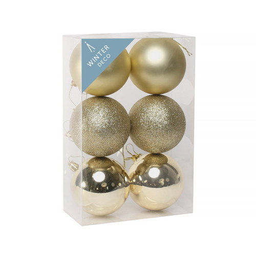 8cm Champagne Shatterproof Baubles (x6) 8cm Champagne Shatterproof Baubles (x6)