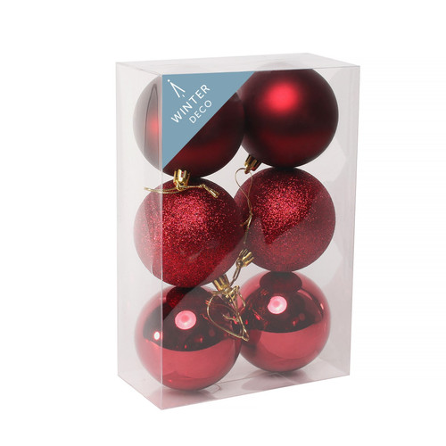 Burgundy Shatterproof Baubles (8cm) (6 pieces) Burgundy Shatterproof Baubles (8cm) (6 pieces)