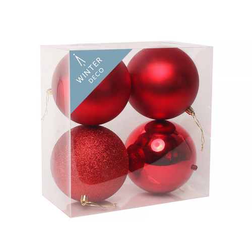 Red Shatterproof Baubles (12cm) (4 pieces) Red Shatterproof Baubles (12cm) (4 pieces)