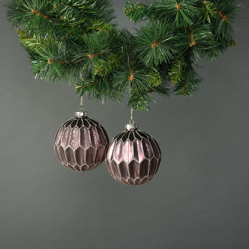 Isla 10cm Glass Bauble Dark Purple (Set of 4)