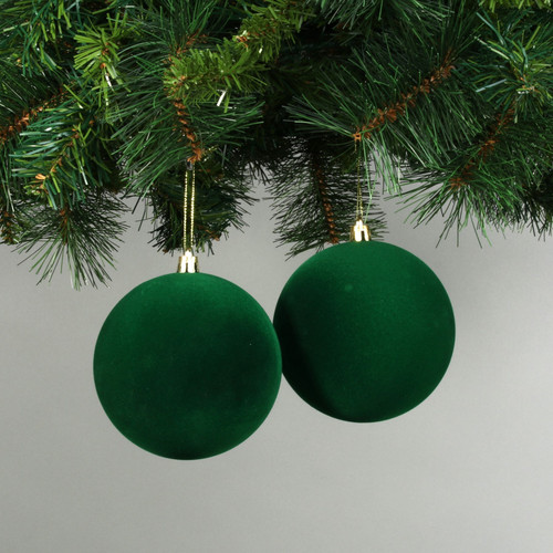 10cm Green Velvet Baubles (Set of 4)#