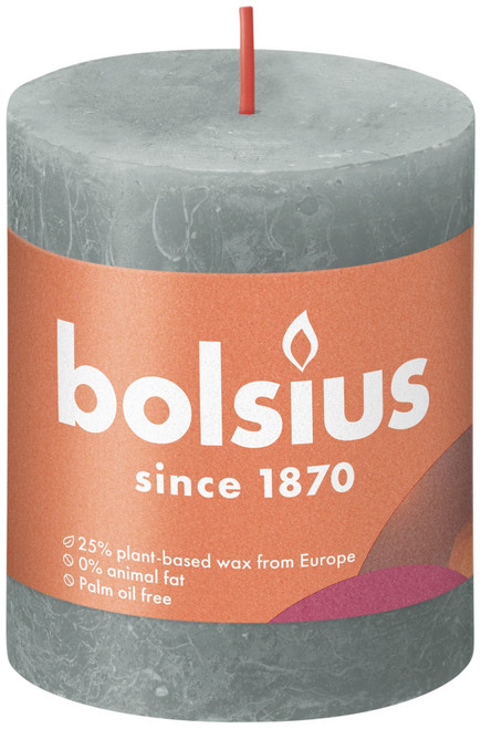 Eucalyptus Green Bolsius Rustic Shine Pillar Candle (80 x 68mm)