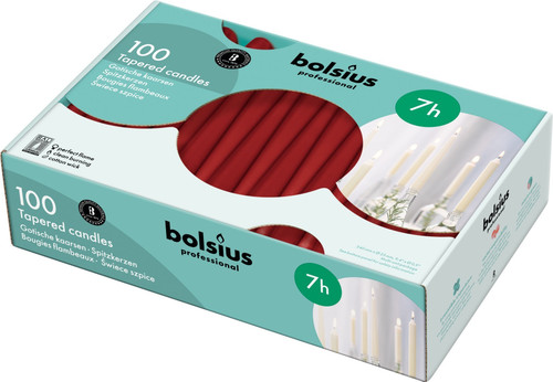 100 Bolsius Professional Tapered Candles - Wine Red (240mm/23mm 100 Bolsius Professional Tapered Candles - Wine Red (240mm/23mm