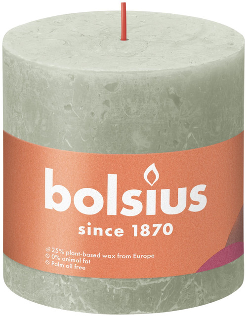 Bolsius Rustic Shine Foggy Green Pillar Candle (100mm x 100mm) Bolsius Rustic Shine Foggy Green Pillar Candle (100mm x 100mm)