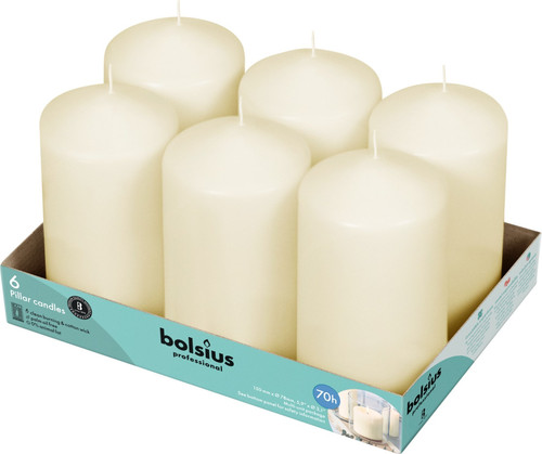 Bolsius Professional Ivory Pillar Candles - Set of 6 (150mm x 78mm) Bolsius Professional Ivory Pillar Candles - Set of 6 (150mm x 78mm)