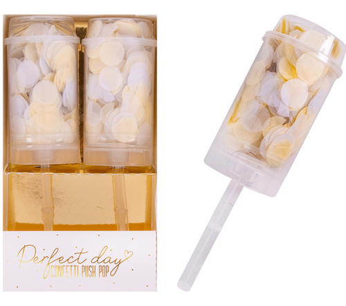 White & Cream Confetti Push Pop (Pack of 2)