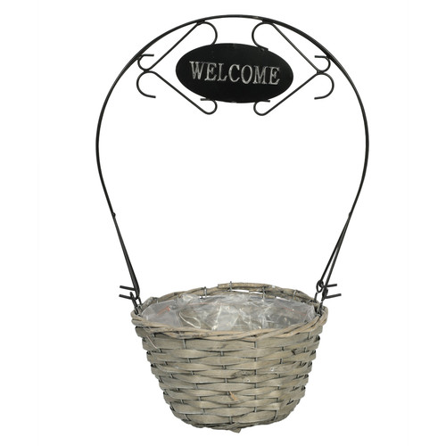 Grey Basket with Welcome Sign (23cm) Grey Basket with Welcome Sign (23cm)