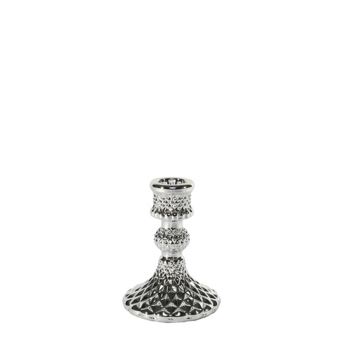 Flora Candlestick -Electroplate Silver Glass (10cm) Flora Candlestick -Electroplate Silver Glass (10cm)