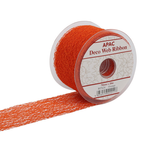 Orange Deco Web Ribbon (70mm x 20m) Orange Deco Web Ribbon (70mm x 20m)